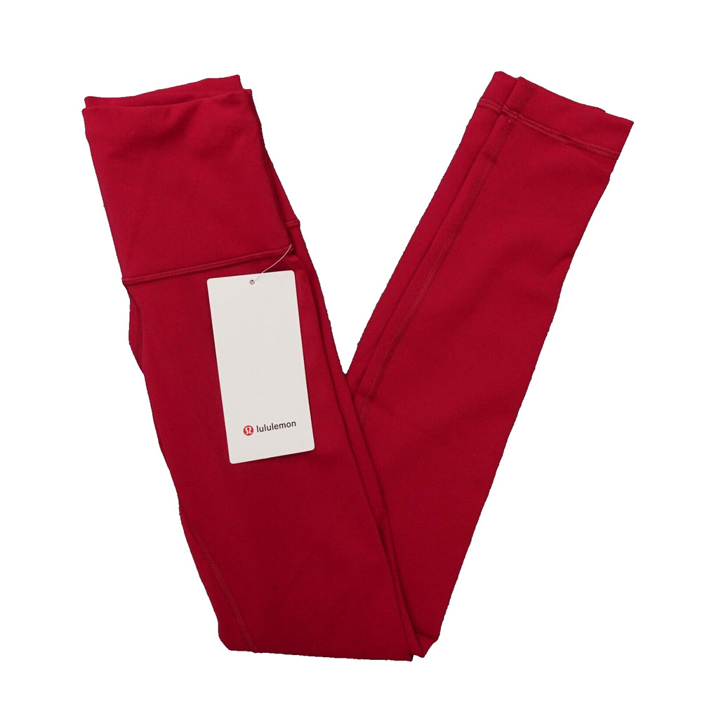 New Lululemon Size 0 Wunder Train High Rise Tight 28" RUBR Ruby Red $98